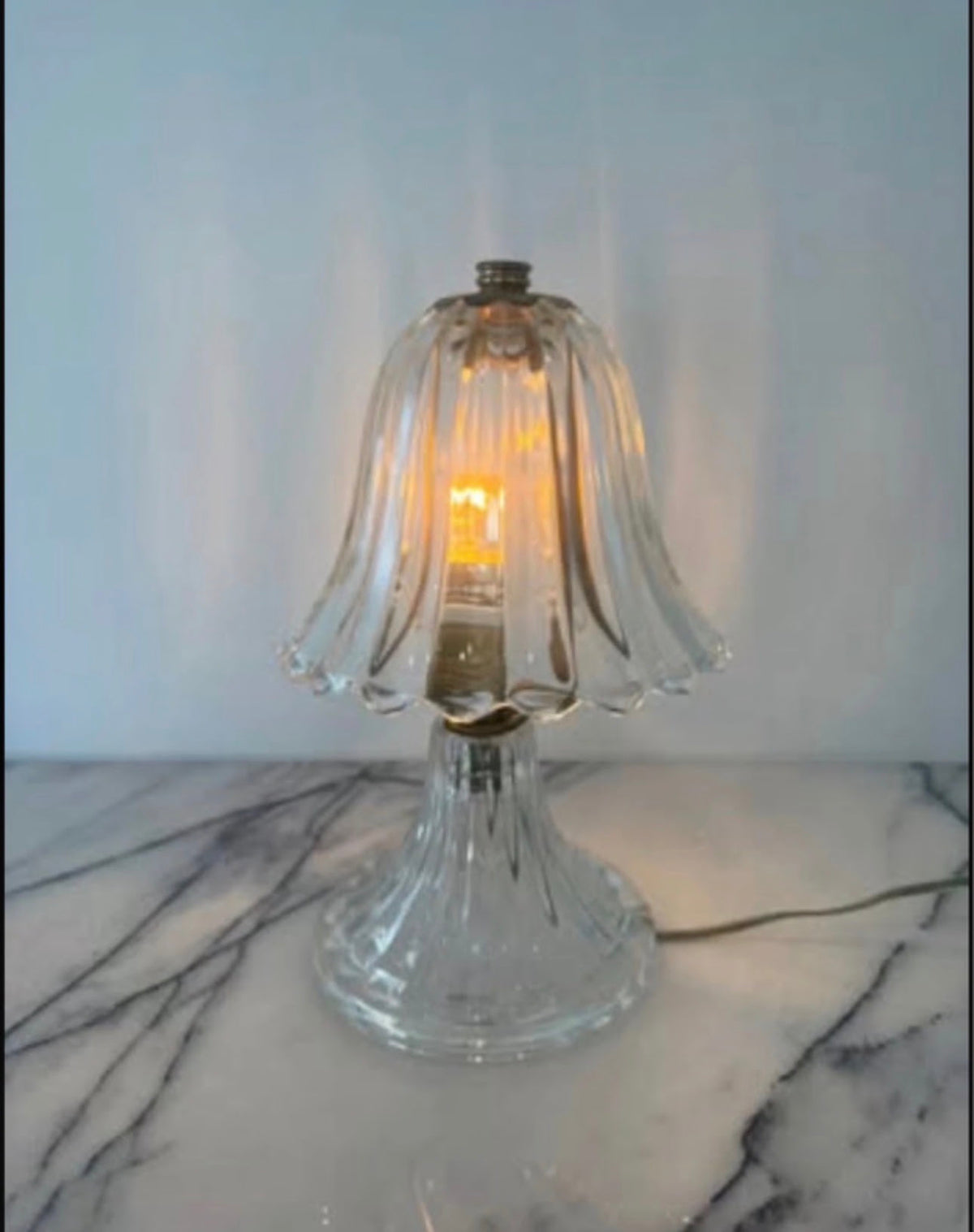 Vintage Murano Glass Table Lamp with Fluted Shade