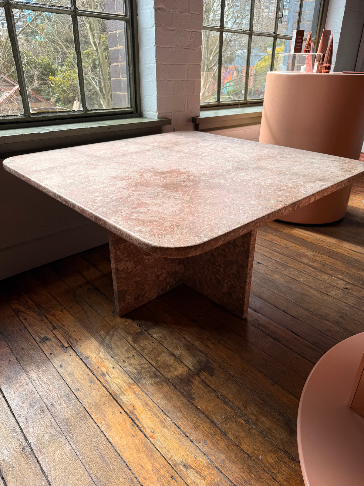 Vintage Spanish Pink Breccia Marble Table, Spain, 1980s