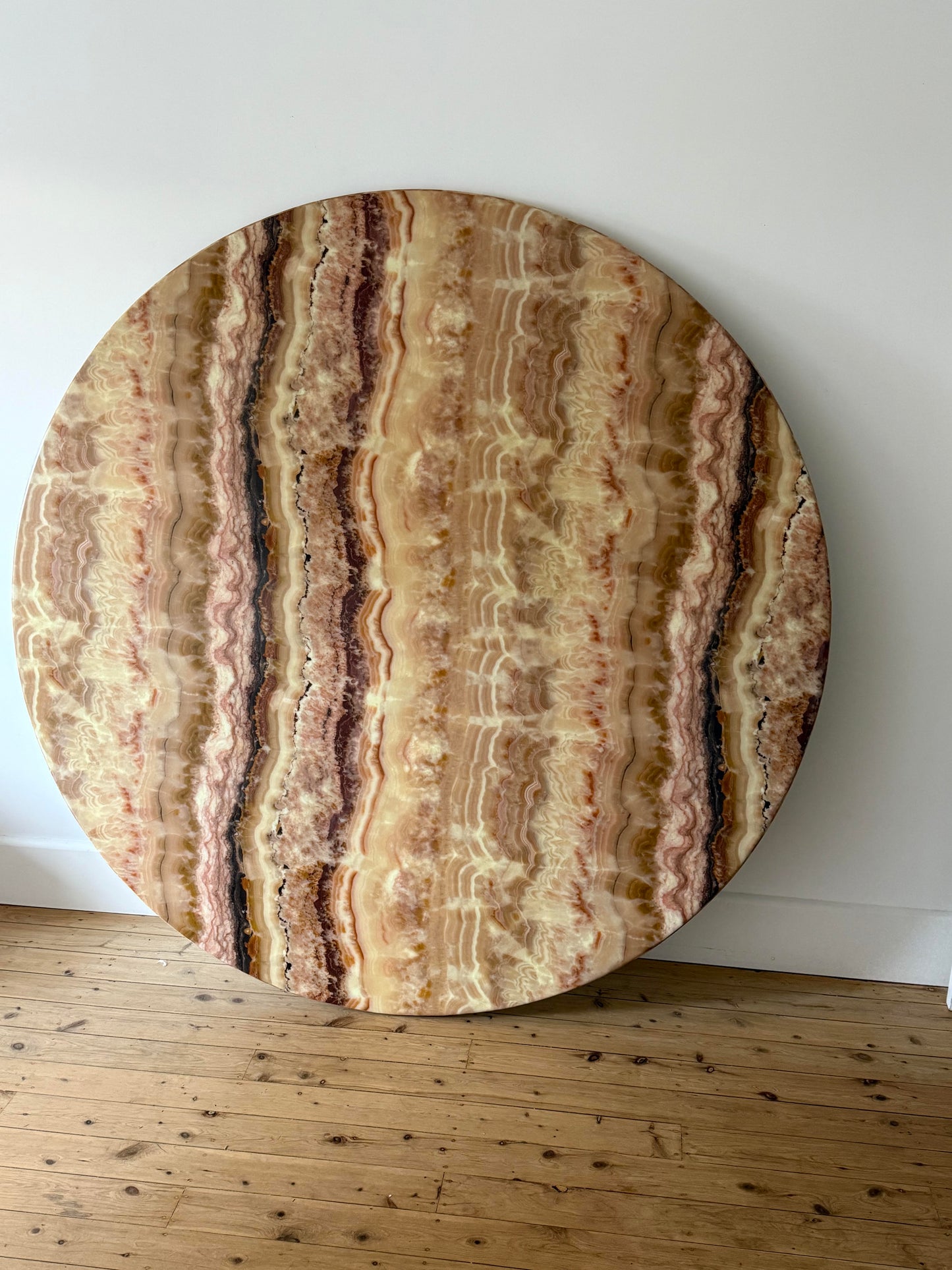 Vintage Onyx & Lucite Round Dining Table