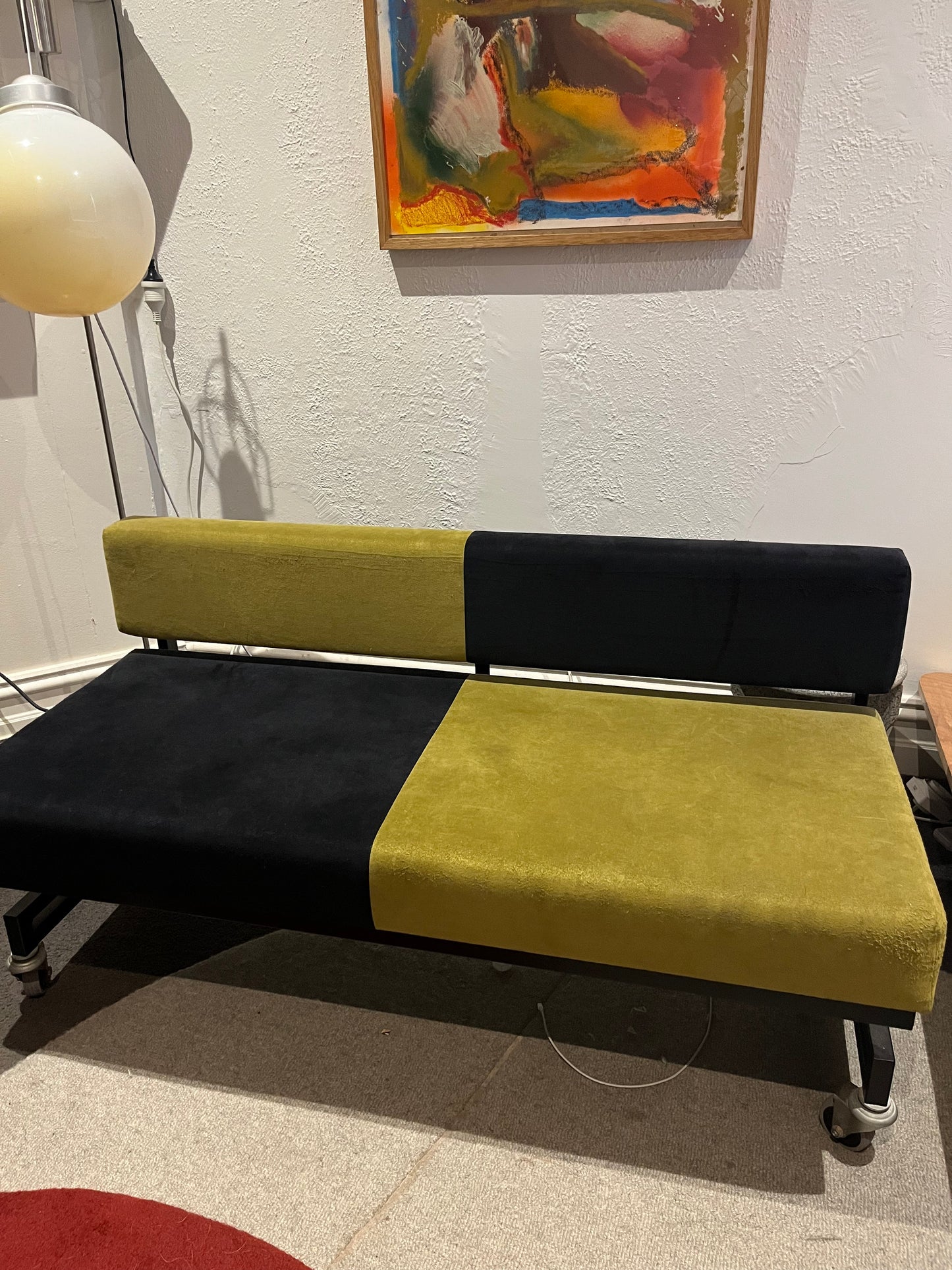 Vintage Color Block Velvet Sofa Bed / Daybed
