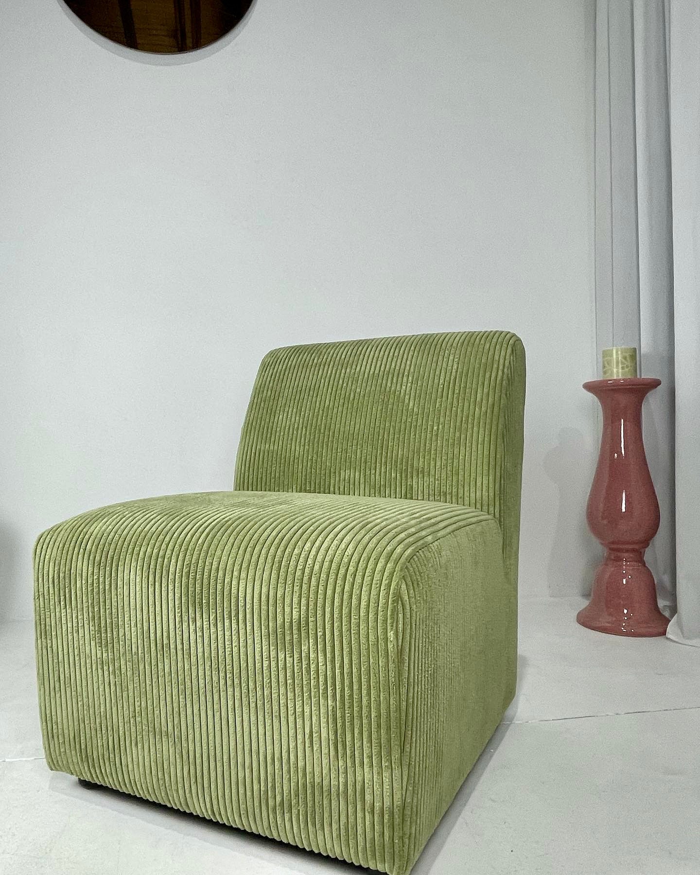 - Green Corduroy Lounge Chair - Four Available