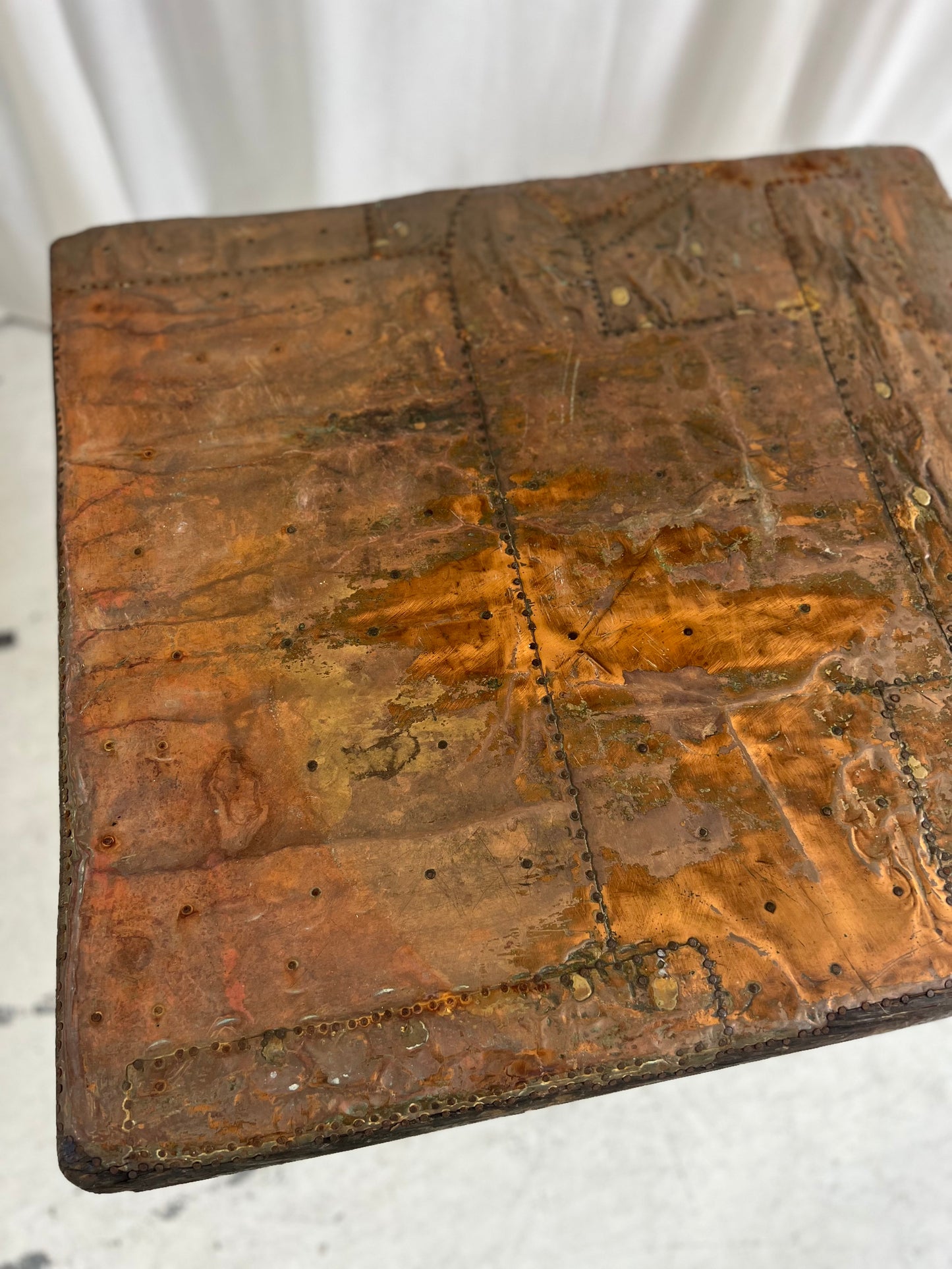 - Vintage Handmade Hammered Copper Table (Table #1)