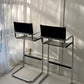 - Set of Two Italian Mart Stam Cantilever Chrome Leather Bar Stools