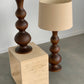 Large Curved Wooden Lamps - Two Available