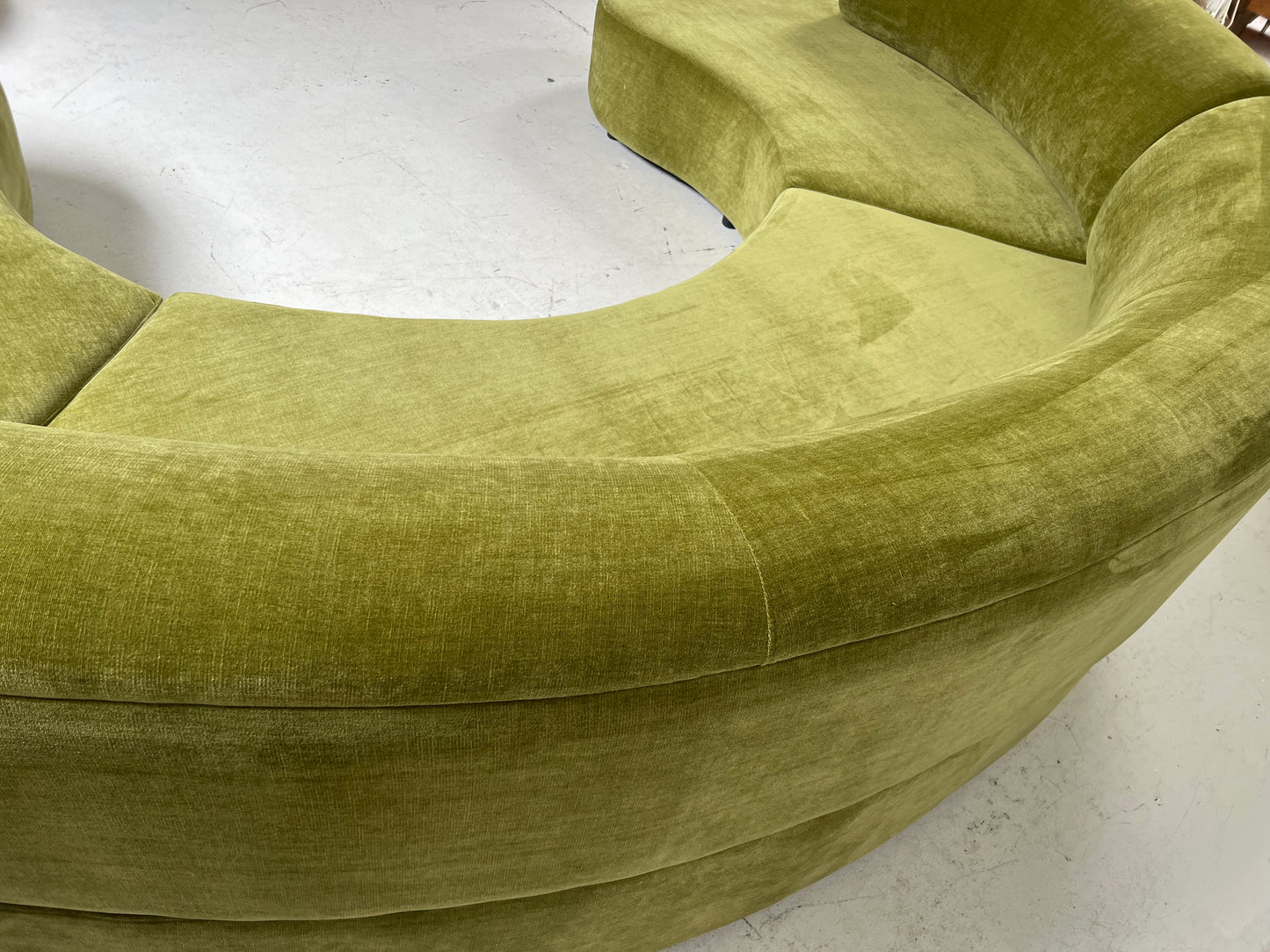 - Bespoke Olive Velvet Curved Modular Sofa