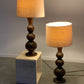 Large Curved Wooden Lamps - Two Available