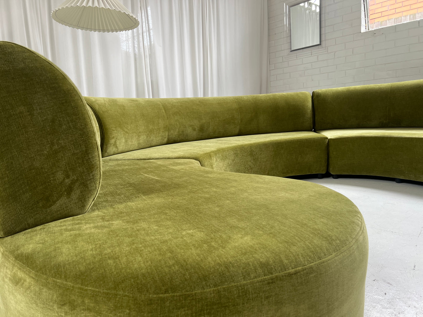 - Bespoke Olive Velvet Curved Modular Sofa