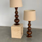 Large Curved Wooden Lamps - Two Available