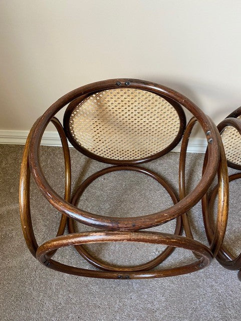 - Bentwood Rattan Stool - One Available