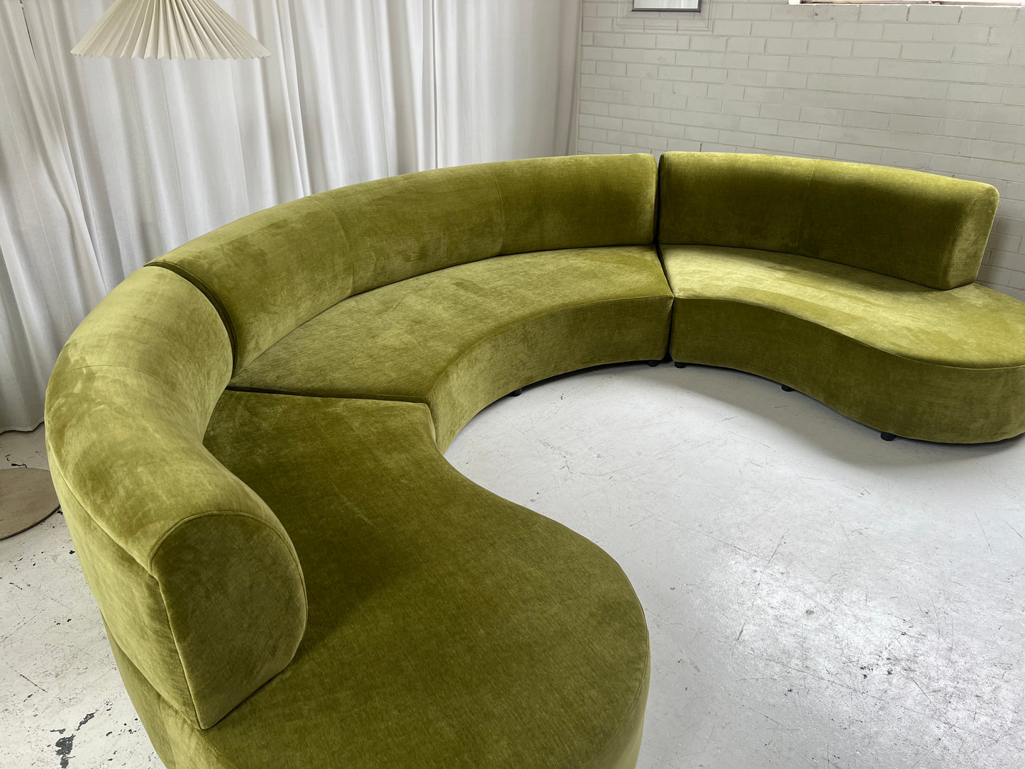 - Bespoke Olive Velvet Curved Modular Sofa