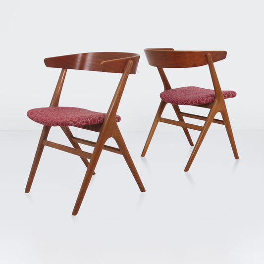Pair of No.9 Chairs by Helge Sibast in Plywood and Teak, 1953, Denmark