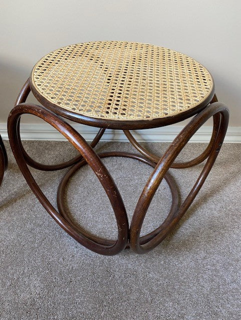 - Bentwood Rattan Stool - One Available