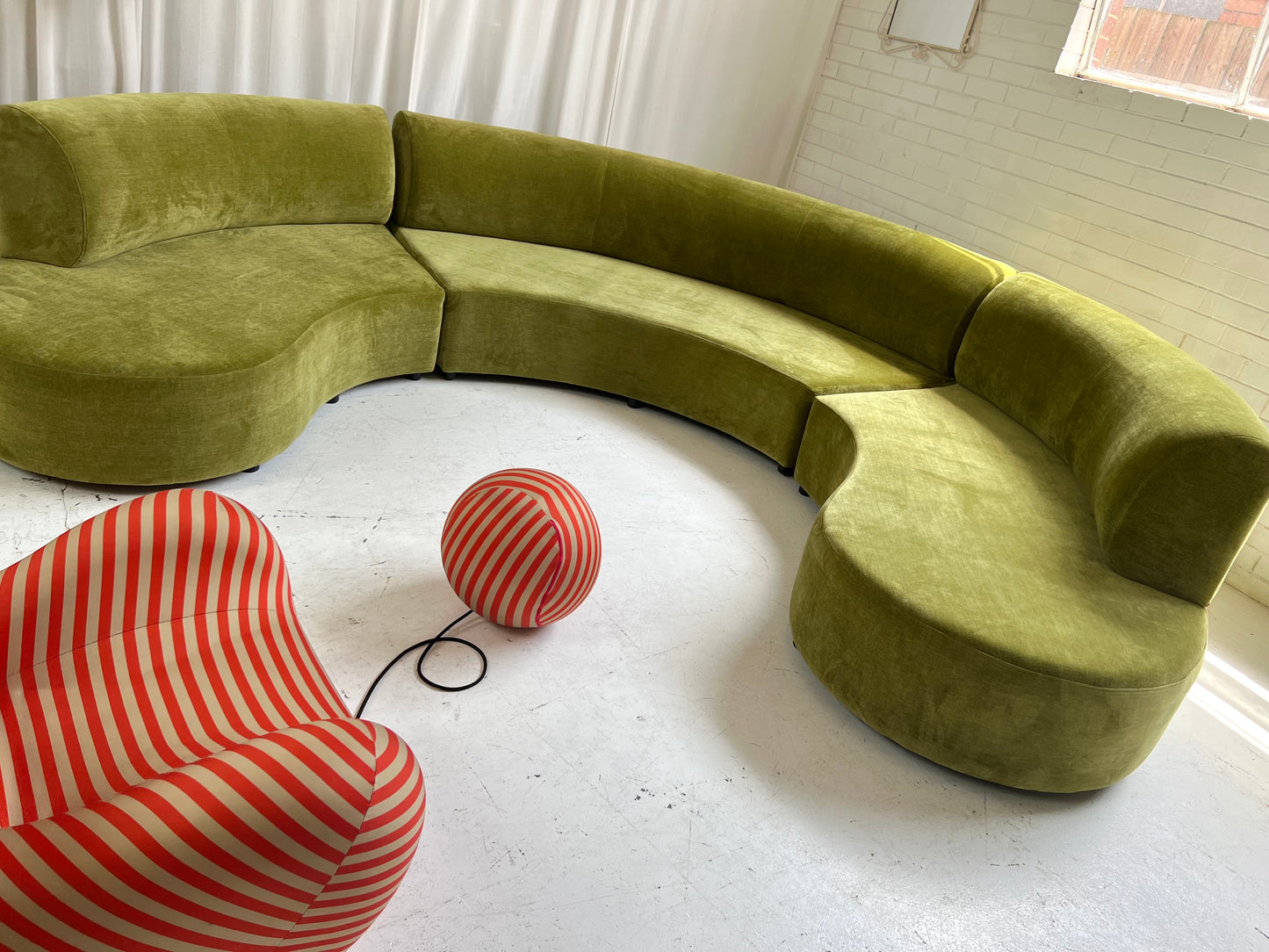 - Bespoke Olive Velvet Curved Modular Sofa