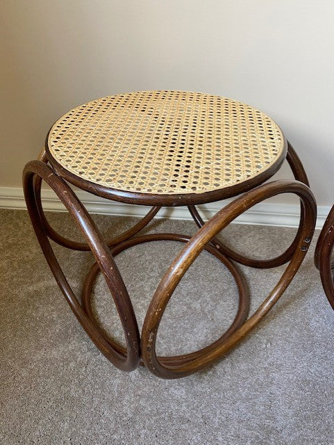 - Bentwood Rattan Stool - One Available