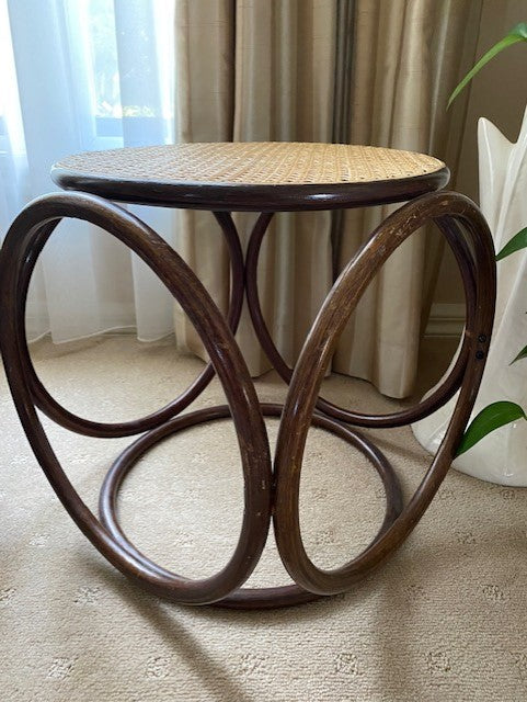 - Bentwood Rattan Stool - One Available