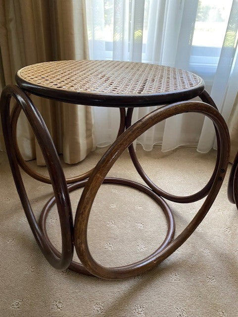 - Bentwood Rattan Stool - One Available