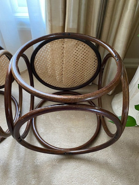 - Bentwood Rattan Stool - One Available