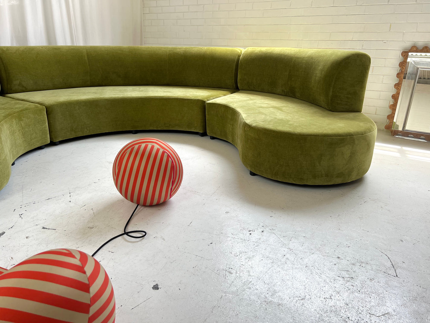 - Bespoke Olive Velvet Curved Modular Sofa