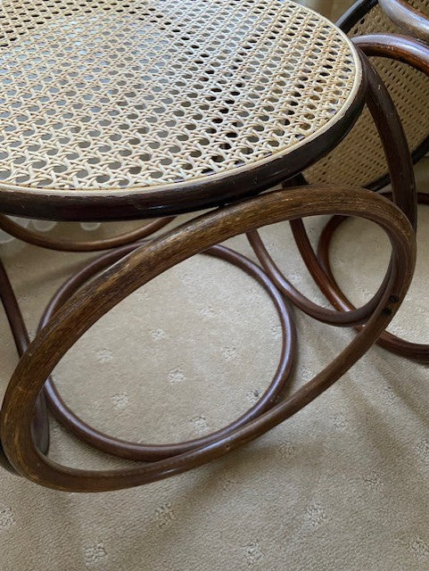 - Bentwood Rattan Stool - One Available