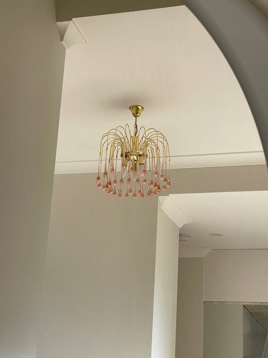 - Pink Teardrop Murano Chandalier