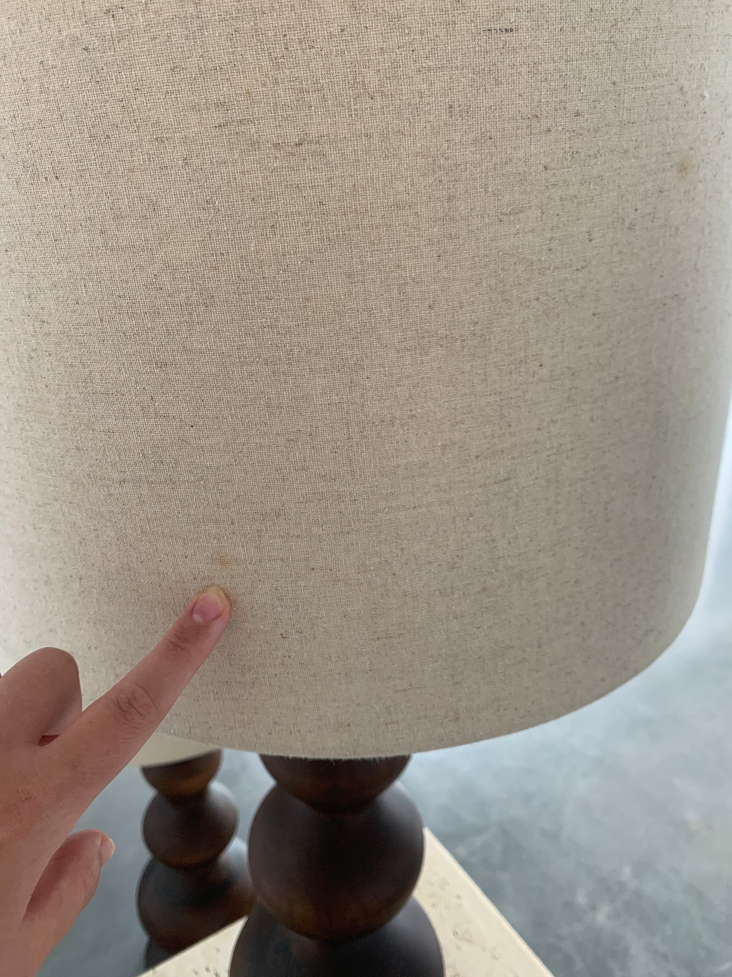 Large Curved Wooden Lamps - Two Available