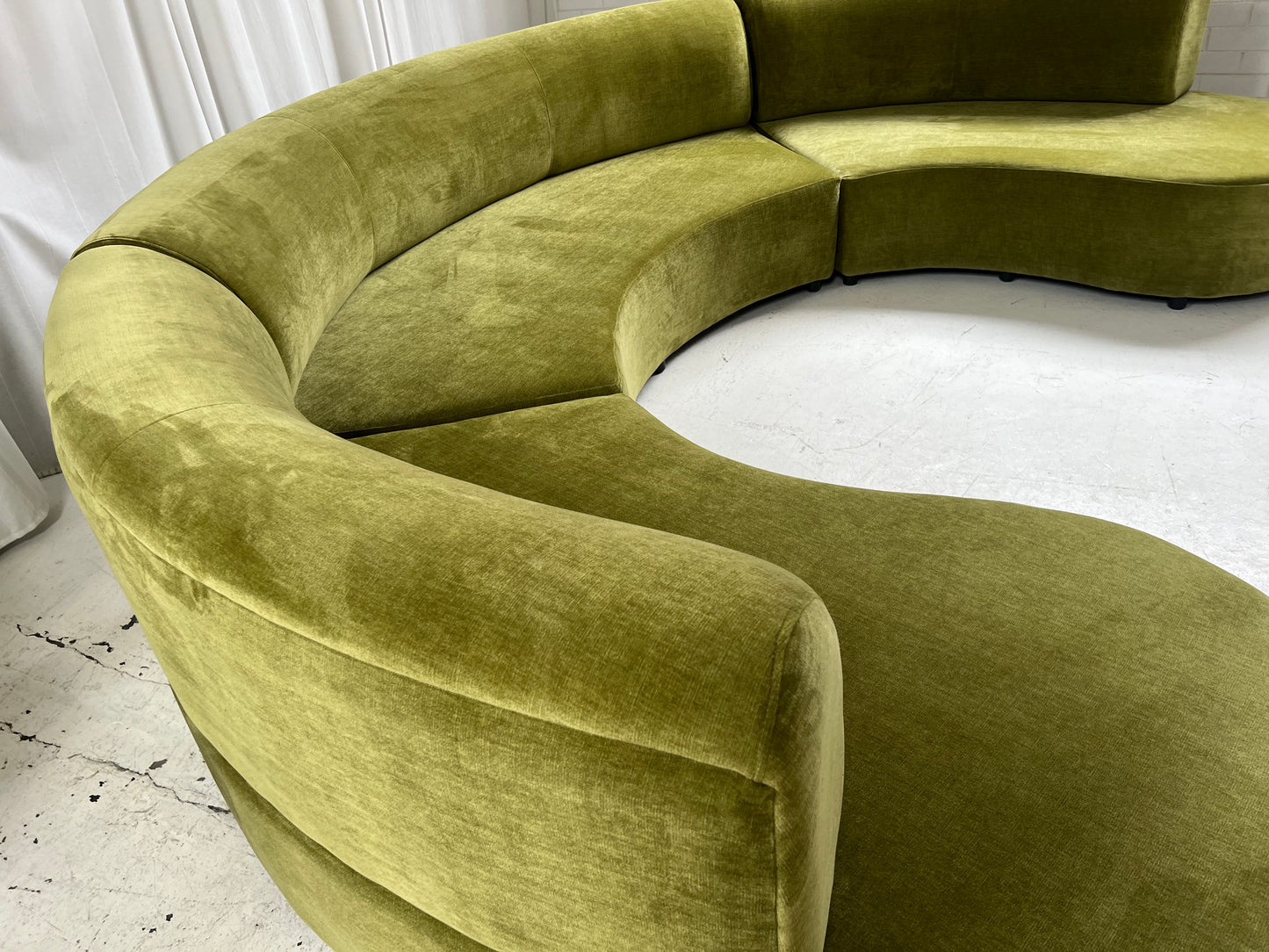 - Bespoke Olive Velvet Curved Modular Sofa