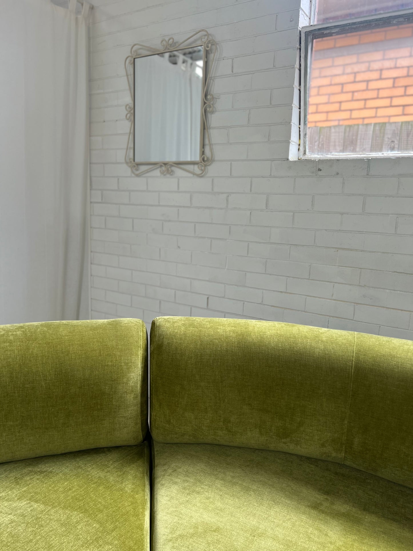 - Bespoke Olive Velvet Curved Modular Sofa