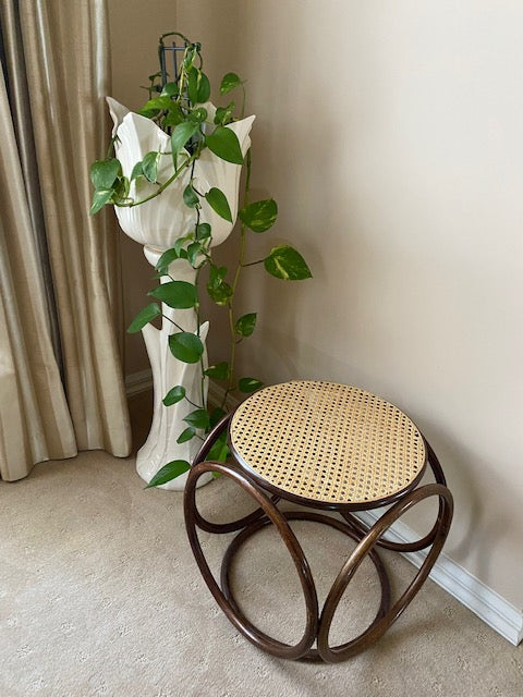 - Bentwood Rattan Stool - One Available
