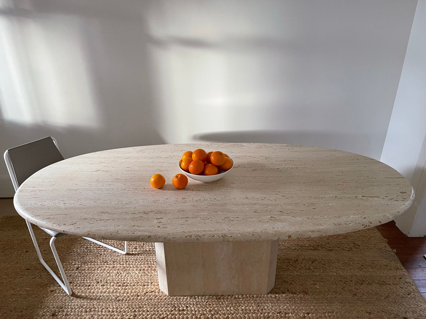 Vintage Oval Travertine Dining Table