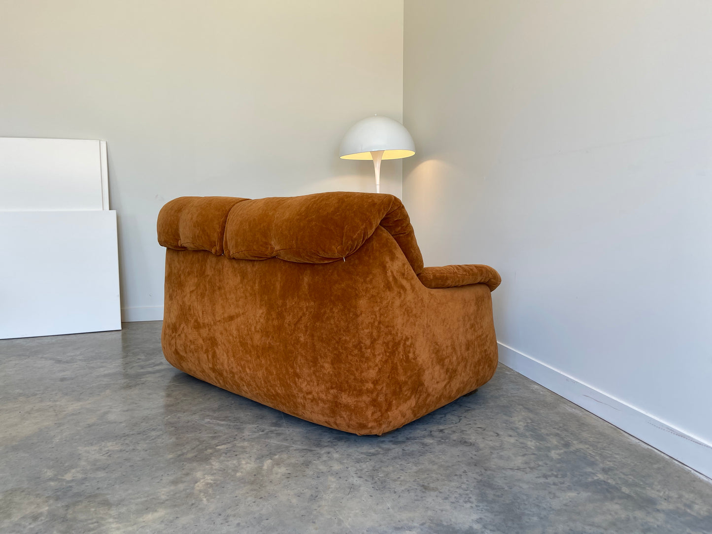 Vintage Burnt Orange Two Seater Sofa
