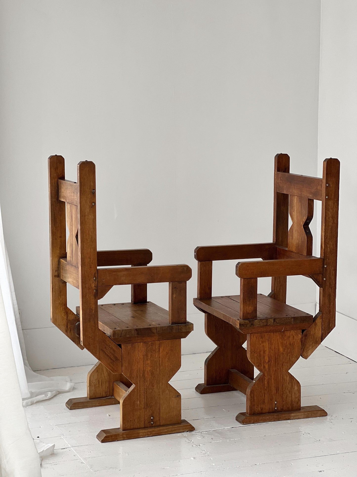 Antique Hand Carved Wooden Chair - Two Available
