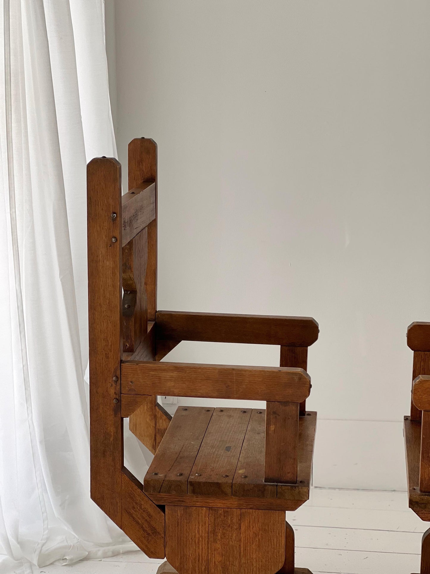 Antique Hand Carved Wooden Chair - Two Available
