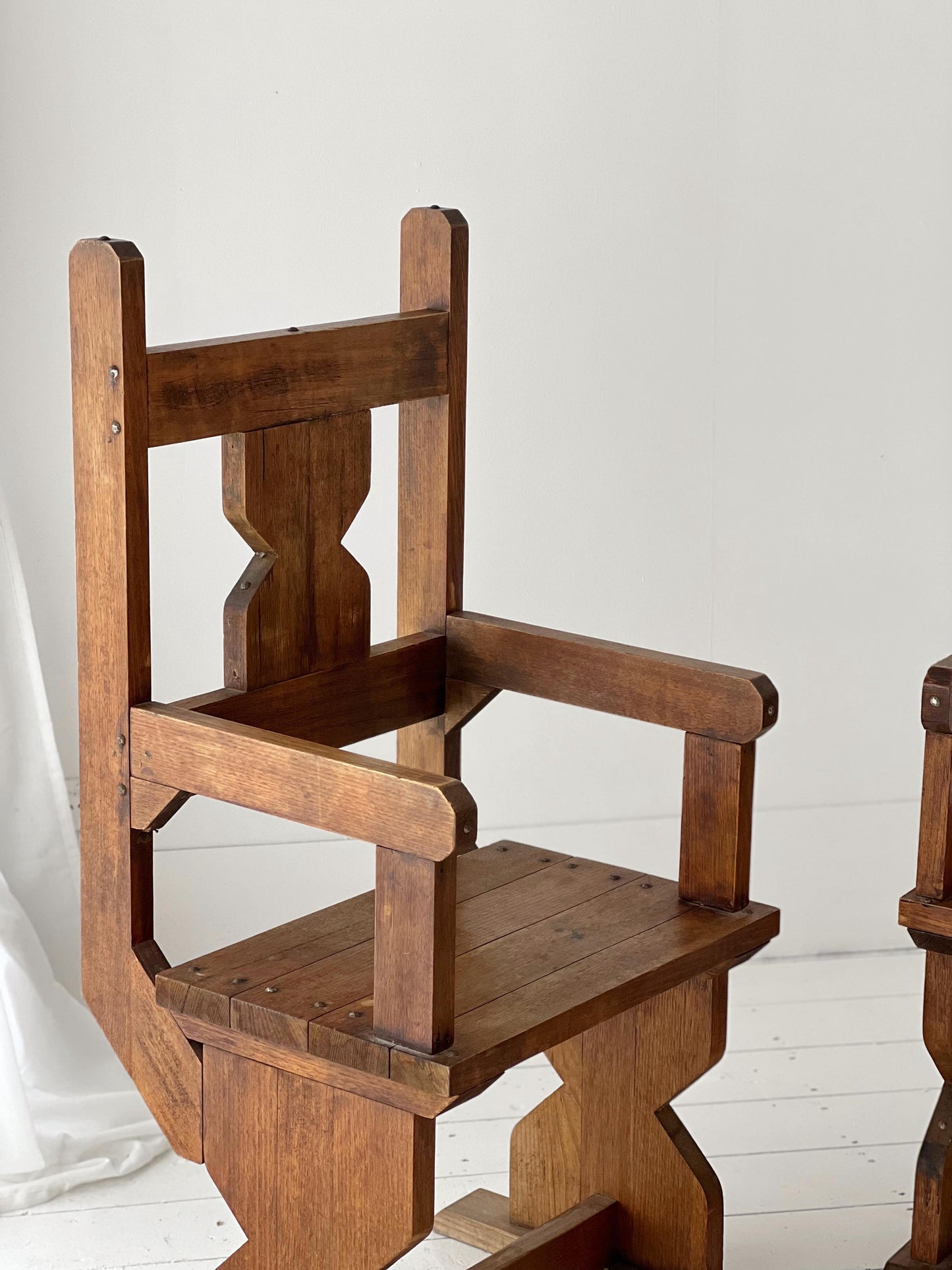 Antique Hand Carved Wooden Chair - Two Available