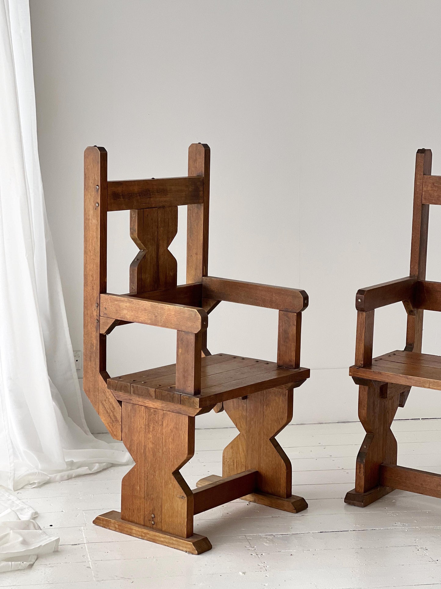 Antique Hand Carved Wooden Chair - Two Available