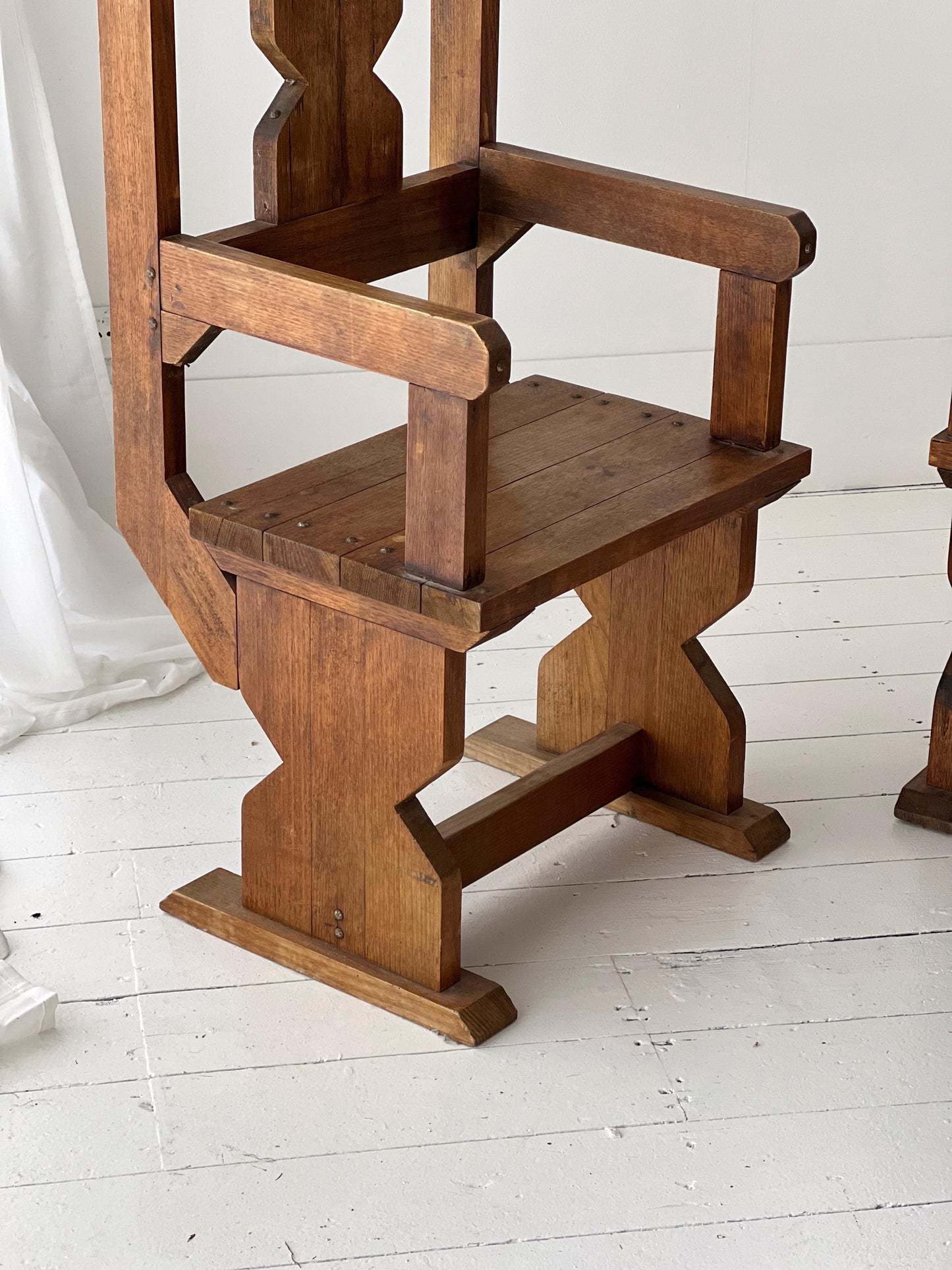 Antique Hand Carved Wooden Chair - Two Available