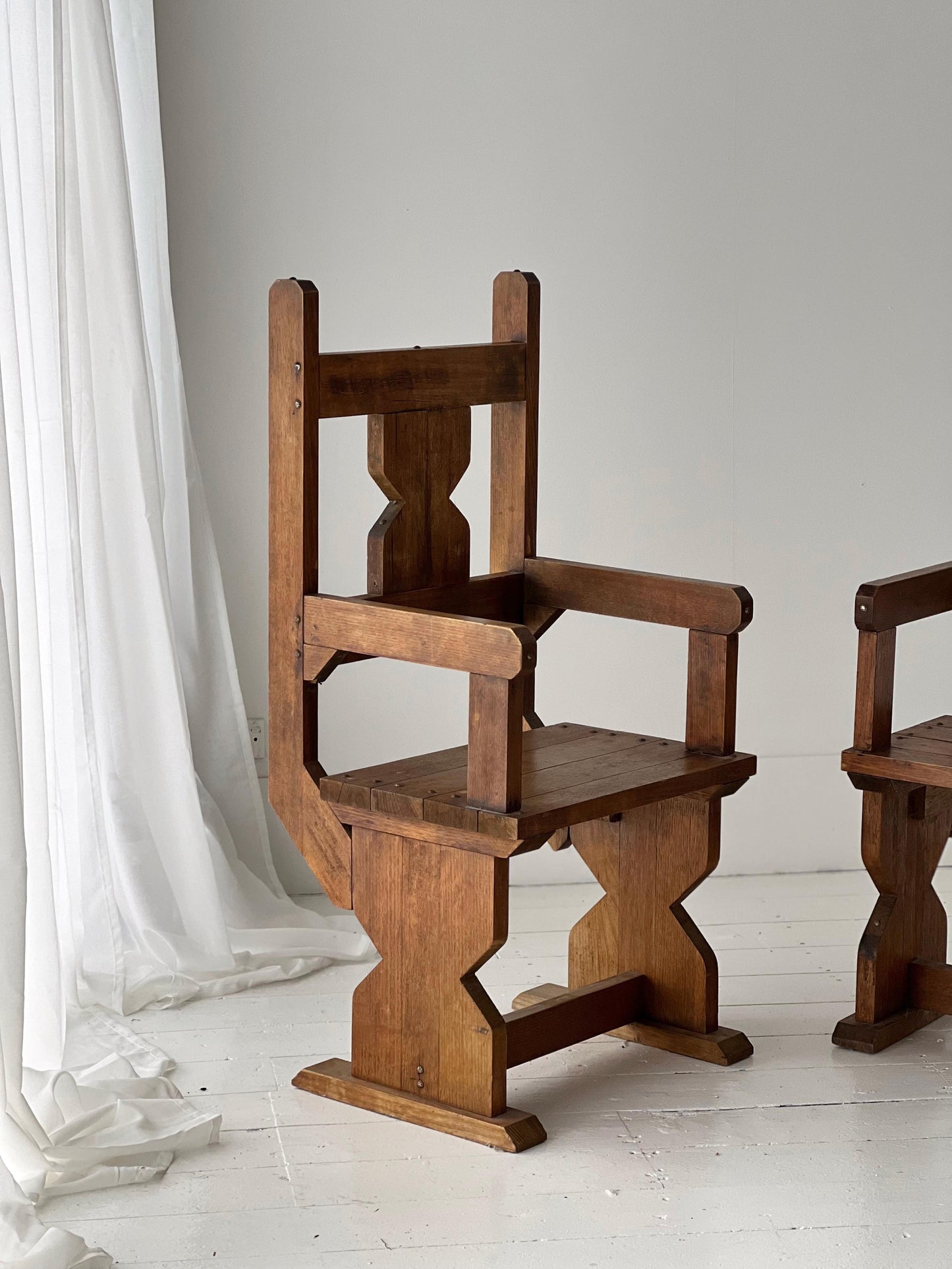Antique Hand Carved Wooden Chair - Two Available