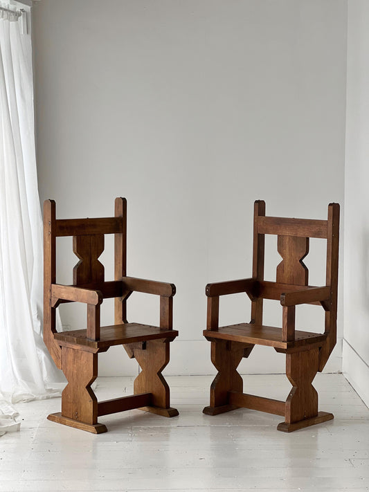 Antique Hand Carved Wooden Chair - Two Available