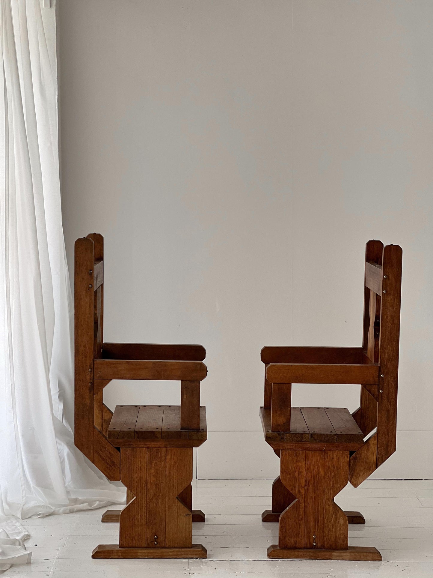 Antique Hand Carved Wooden Chair - Two Available