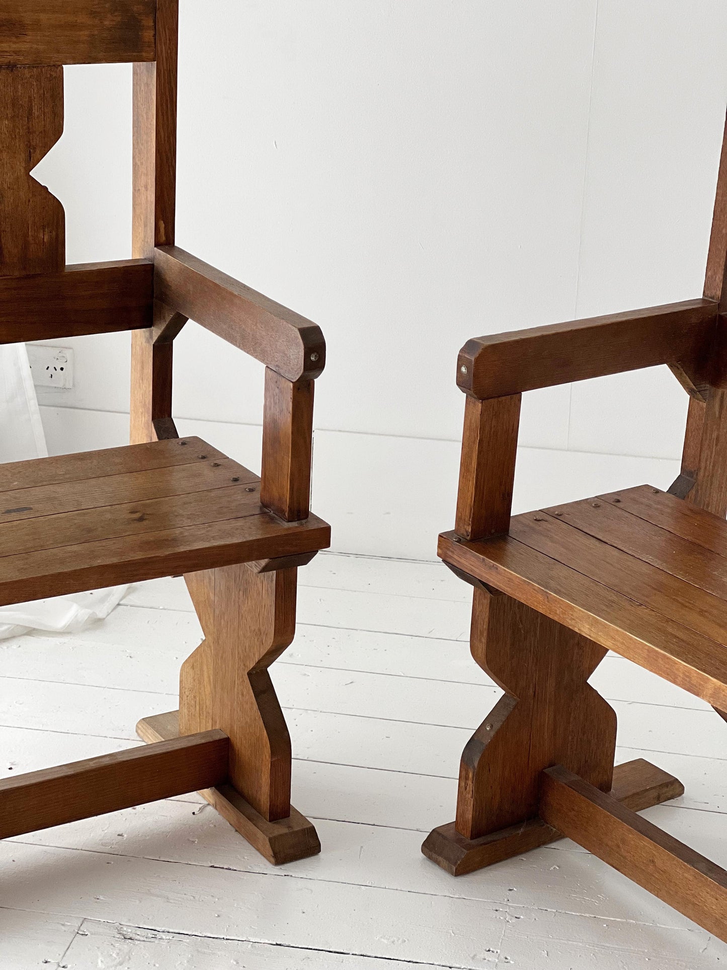 Antique Hand Carved Wooden Chair - Two Available