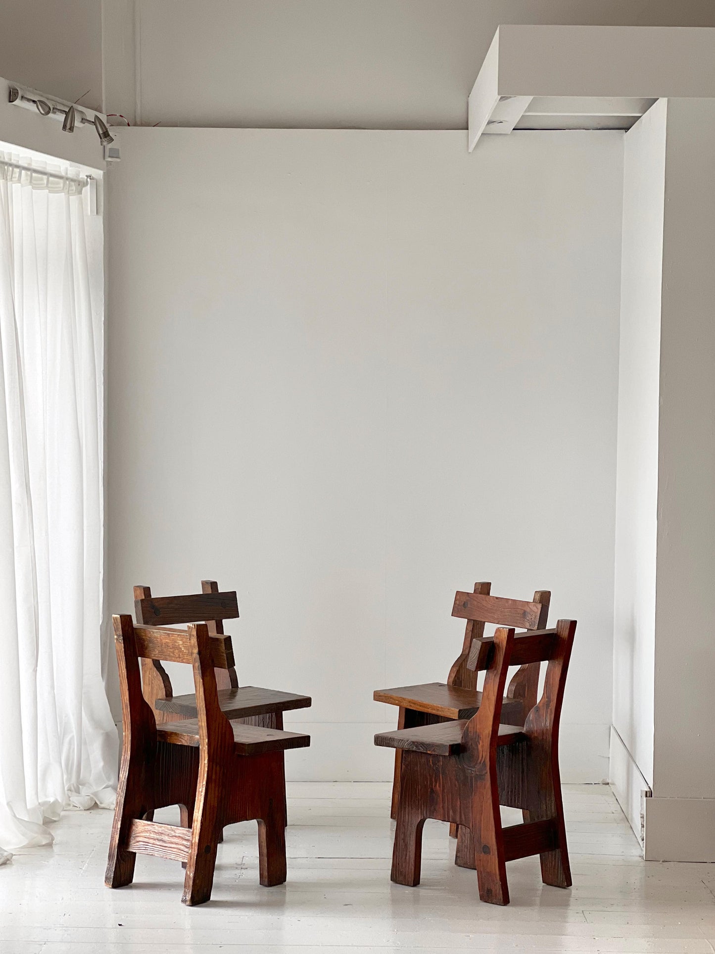 Set of Four Handmade Wooden Dining Chairs