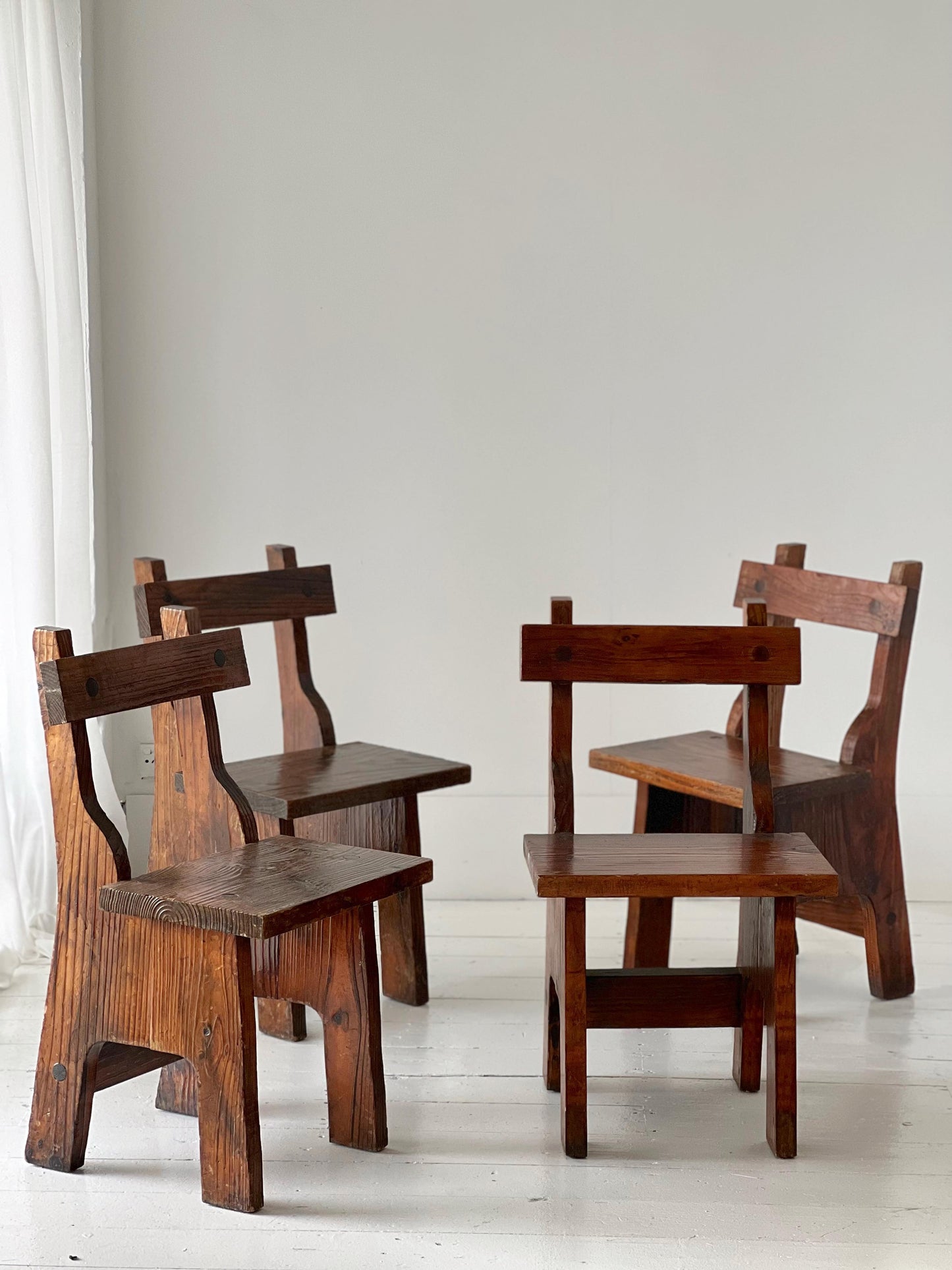 Set of Four Handmade Wooden Dining Chairs