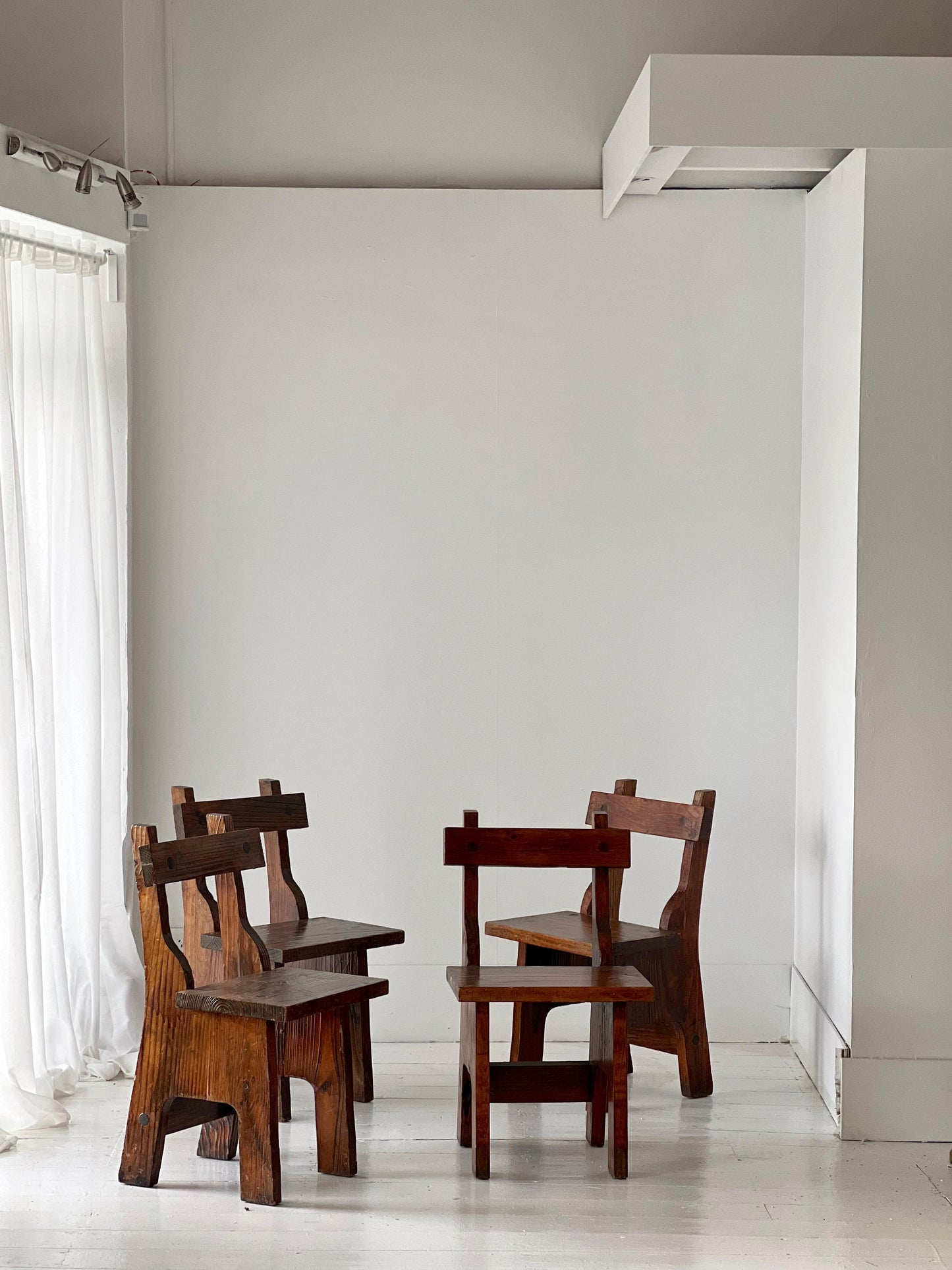 Set of Four Handmade Wooden Dining Chairs