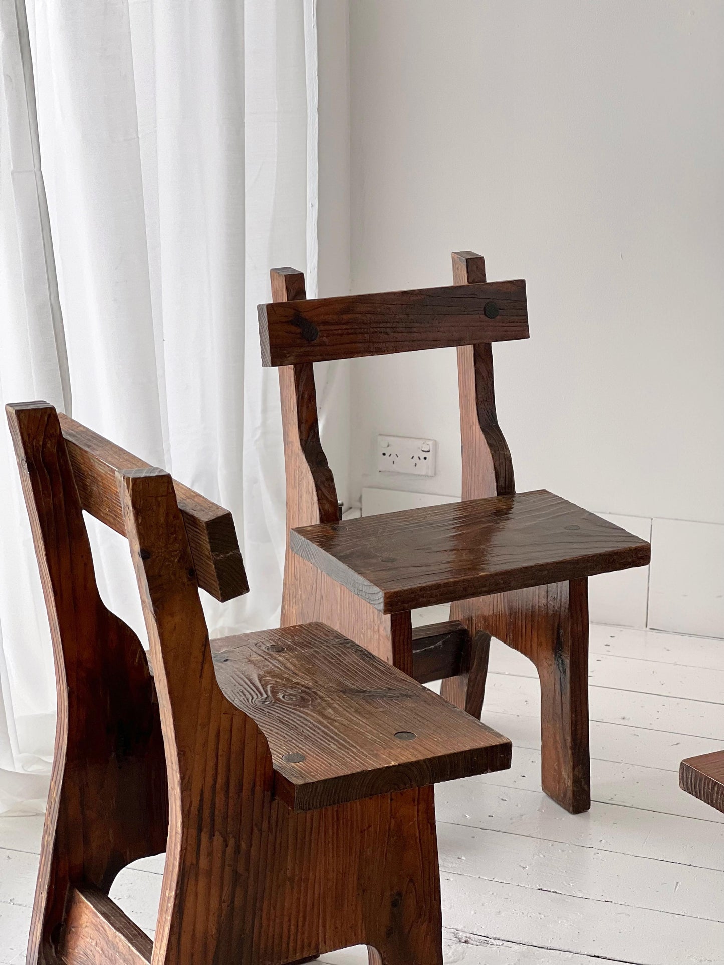 Set of Four Handmade Wooden Dining Chairs