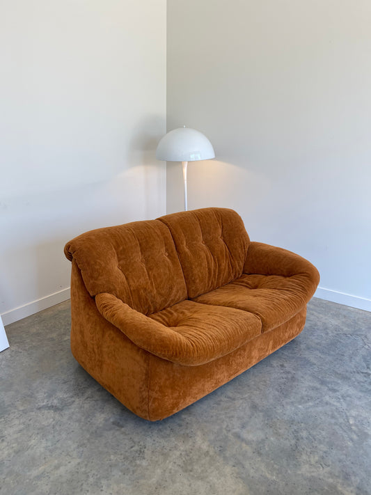 Vintage Burnt Orange Two Seater Sofa