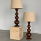 Large Curved Wooden Lamps - Two Available