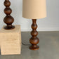 Large Curved Wooden Lamps - Two Available