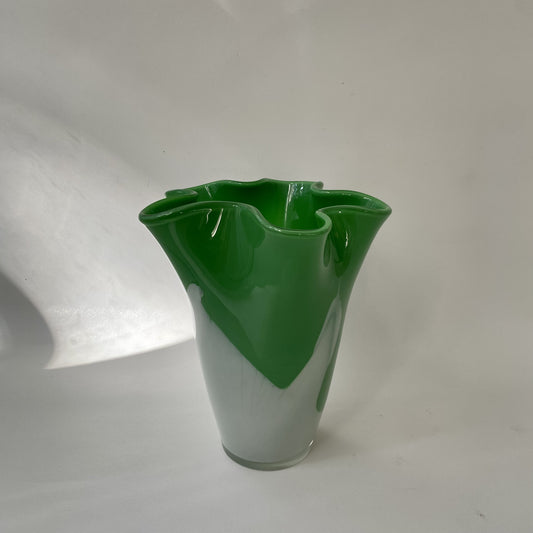 - Vintage Ruffled Handkerchief Two Tone Vase