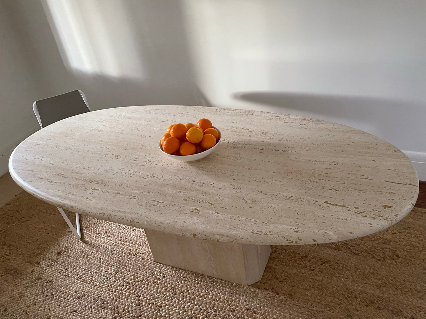 Vintage Oval Travertine Dining Table