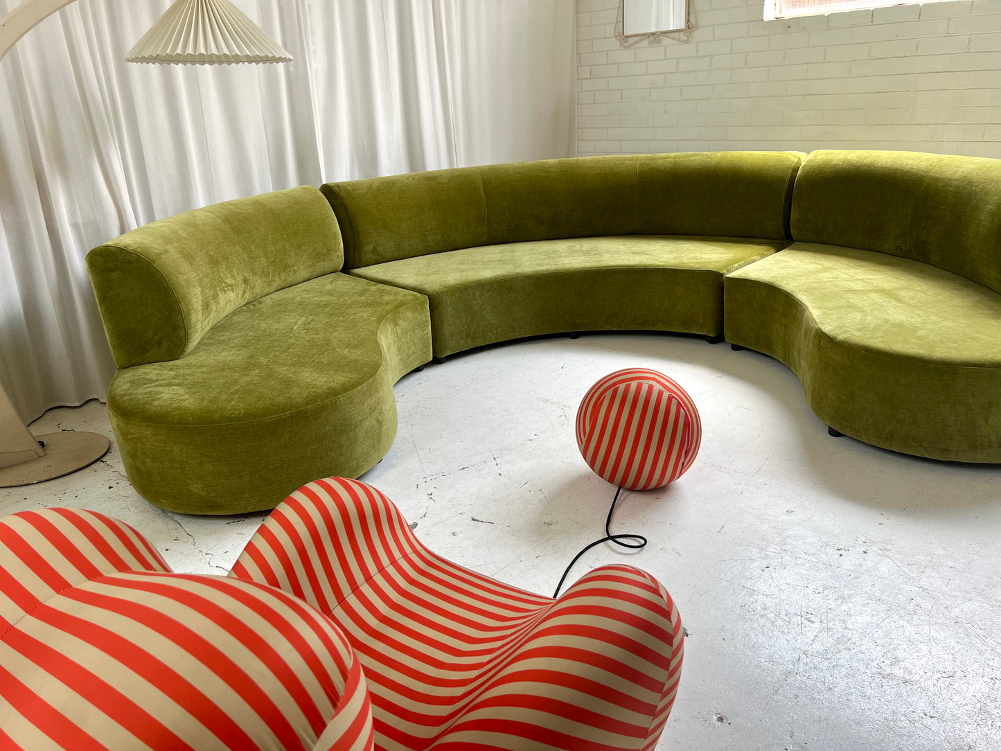 - Bespoke Olive Velvet Curved Modular Sofa