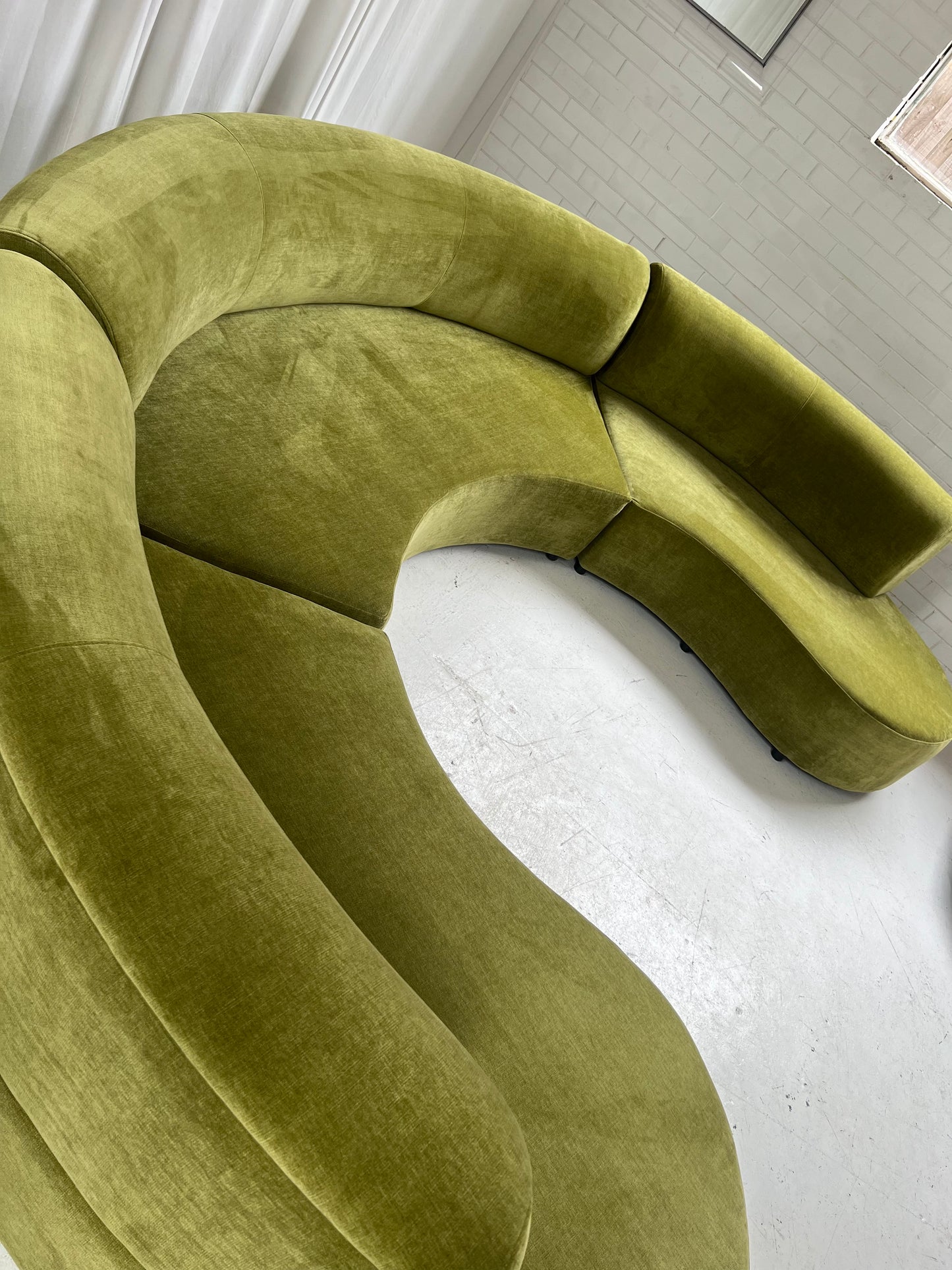 - Bespoke Olive Velvet Curved Modular Sofa